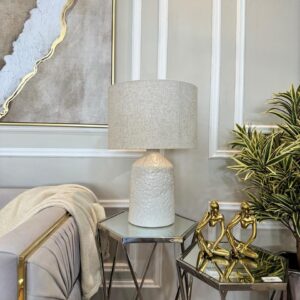 Lampara base de porcelana blanca.