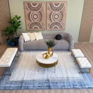 Alfombra Nautica azul perla con blanco 200 x 290 cm