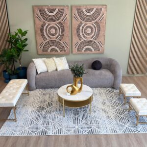 Alfombra Livabliss tribal geo ivory black 200 x 300 cm