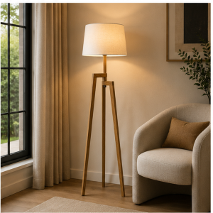 Lámpara de pedestal Wooden Halo