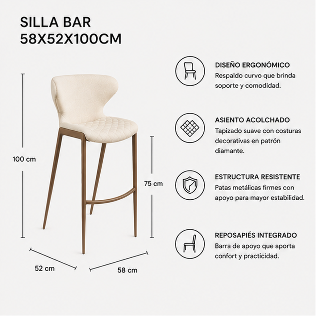 Silla bar Luxe Contour - Imagen 4