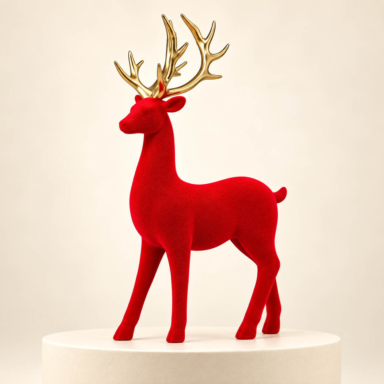 Venado Scarlet Antler rojo, vista frontal