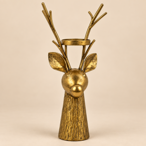 Portavelas venado Cerf Lumière sobre fondo beige