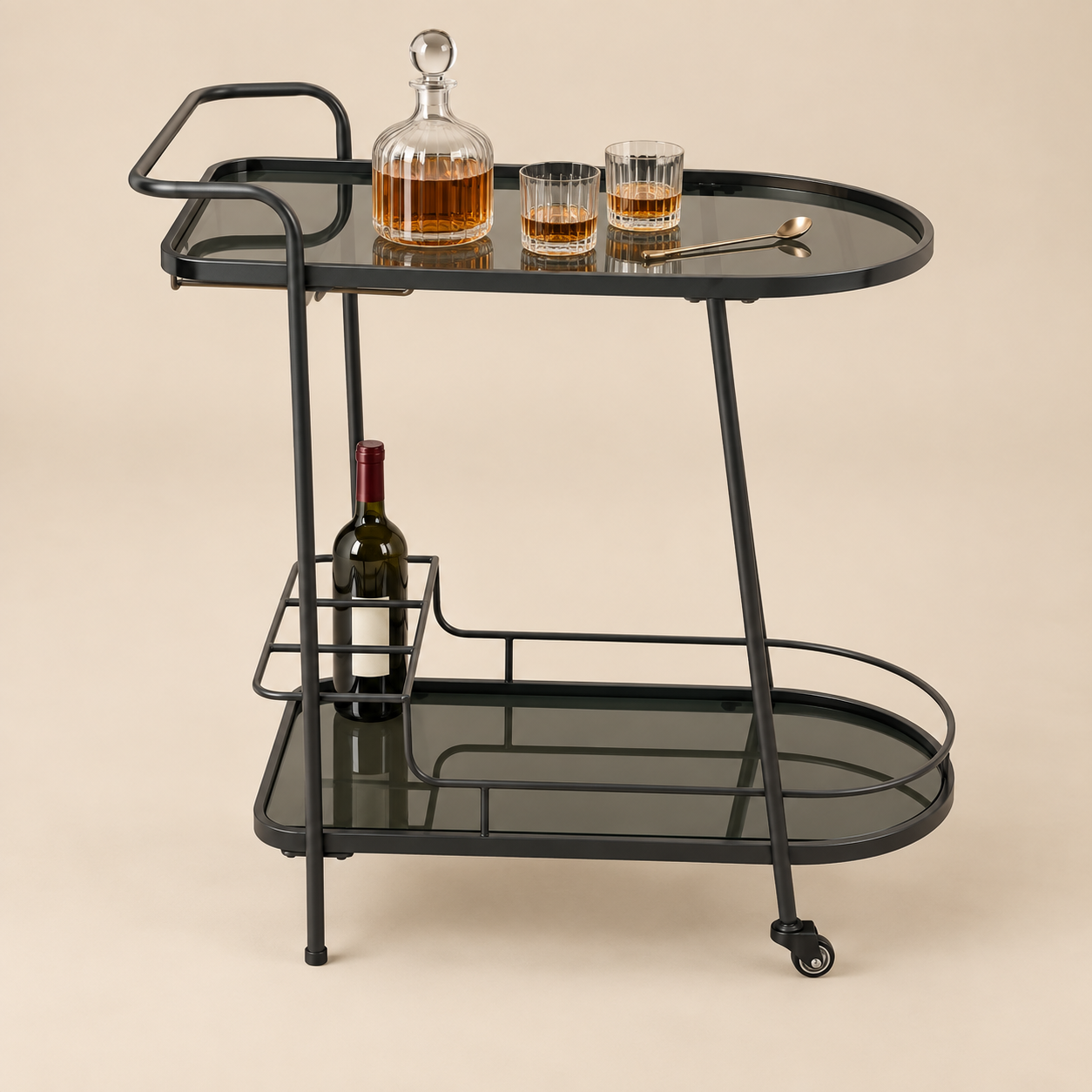 Carro para servir — Dessert Anthracite sobre fondo beige