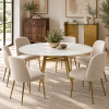 Table Marbrée ambientada con seis sillas