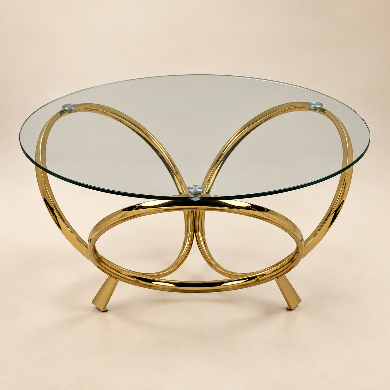 Mesa Anneaux Dorés sobre fondo beige