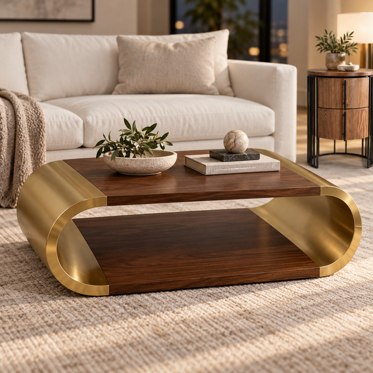 Mesa Acajou en sala con mesa auxiliar
