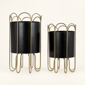 Juego de 2 potes Duo Cage sobre fondo beige