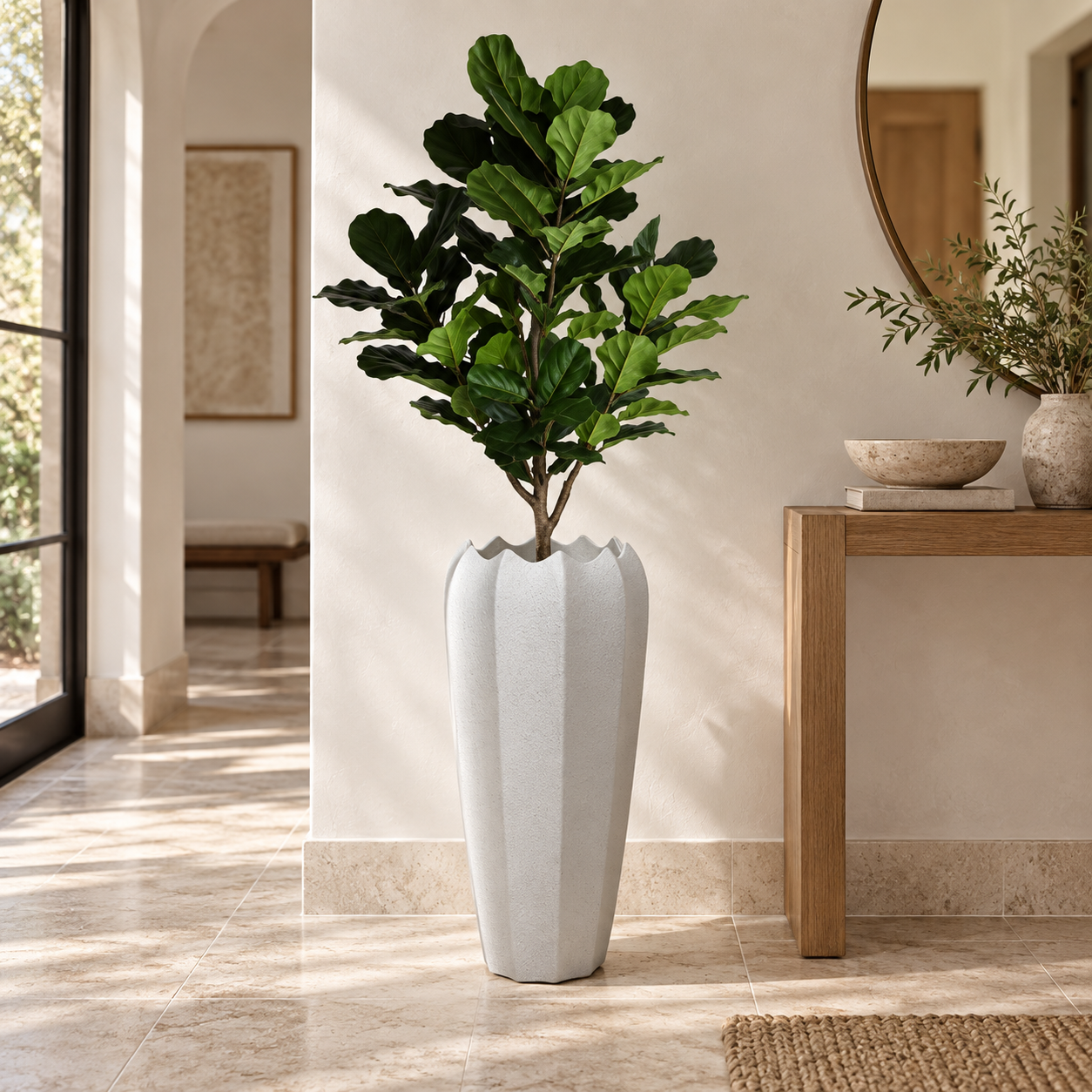 Vase Corolle con planta en recibidor