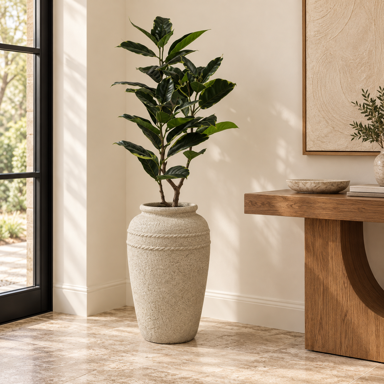 Vase Sablé con planta en recibidor