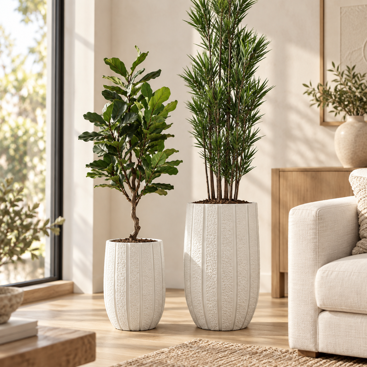 Duo Plissé con plantas de la colección