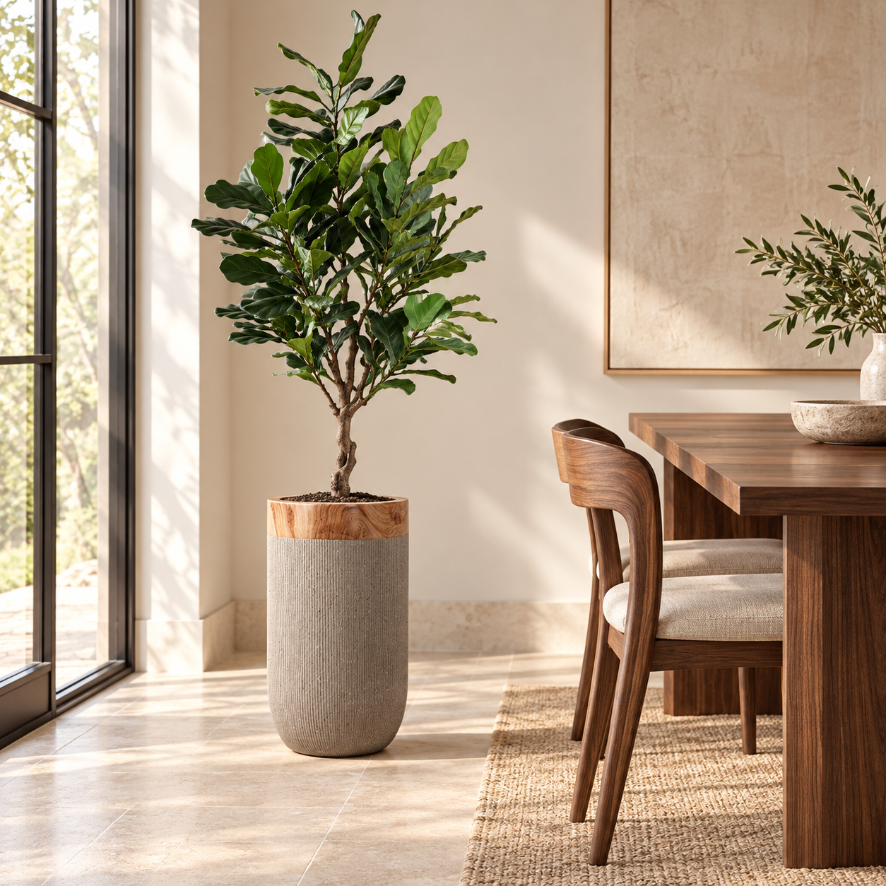 Vase Ocre con planta de la colección