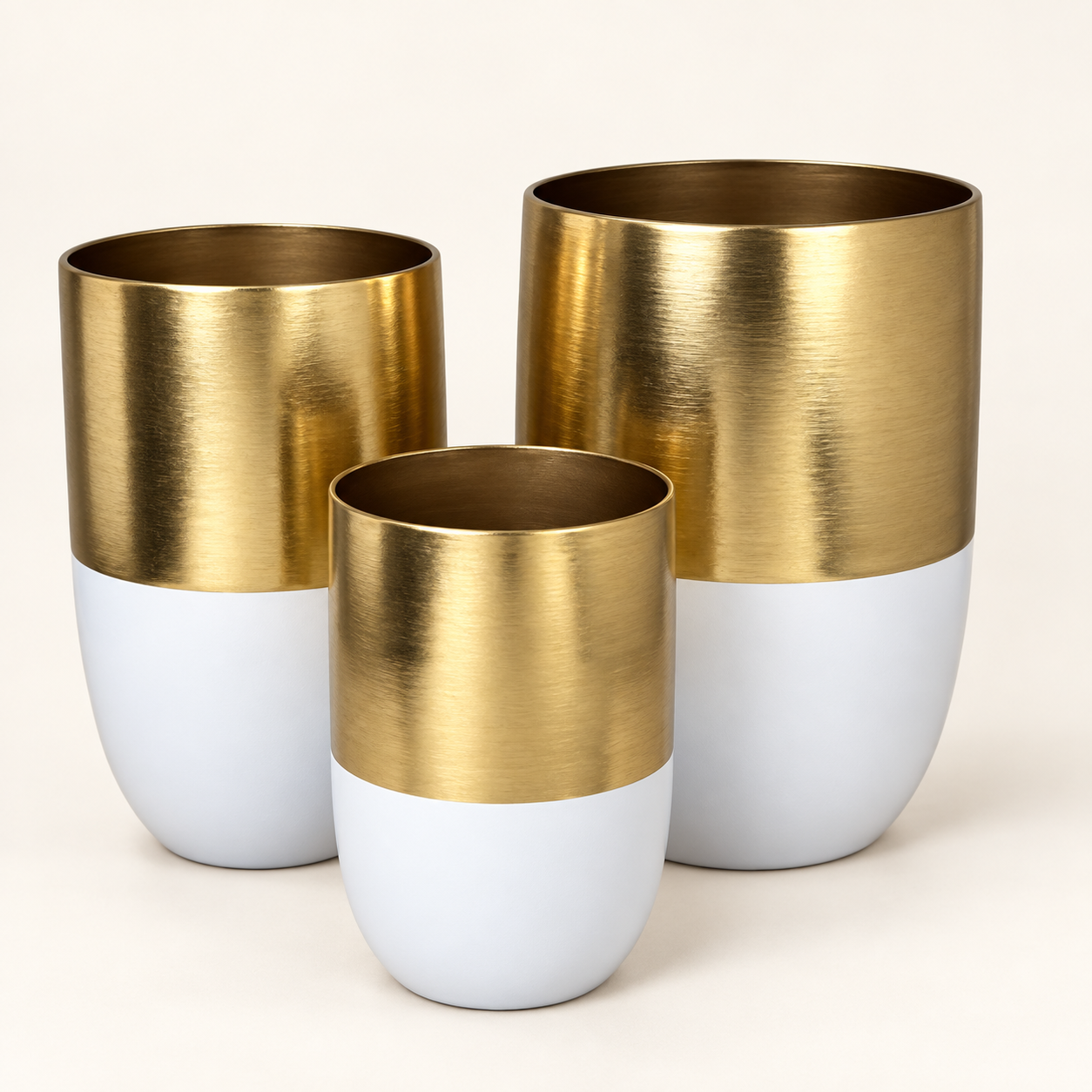Juego de 3 potes Trio Bicolore sobre fondo beige