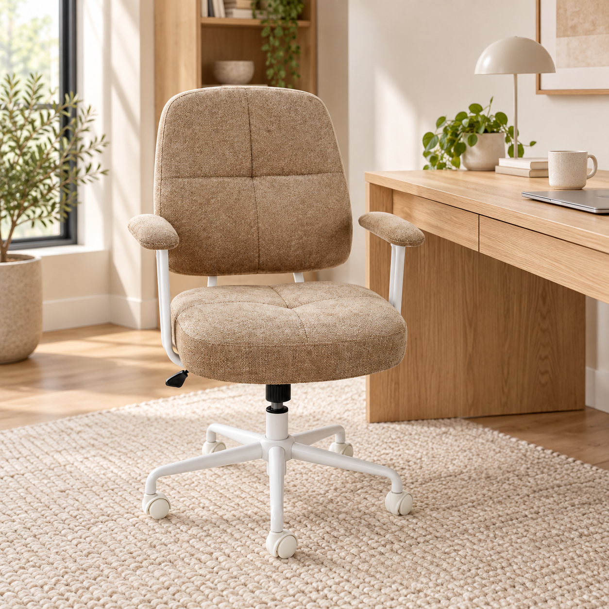 Silla Fauteuil Bureau Sable ambientada en oficina luminosa