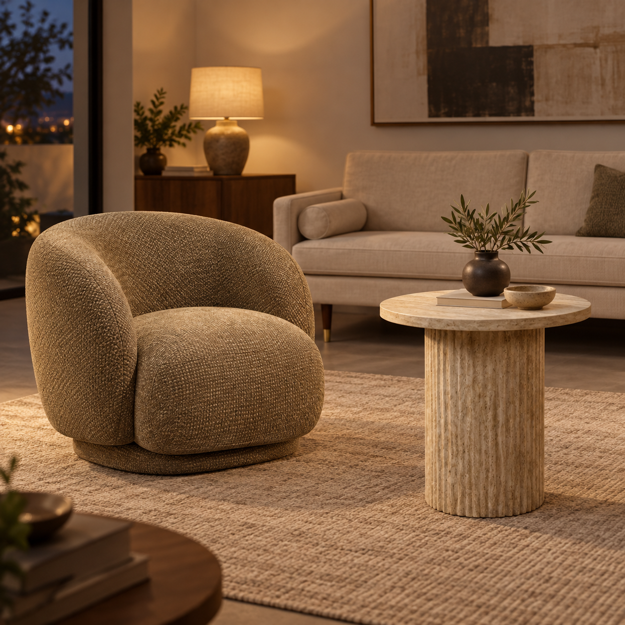 Poltrona swivel — Rotative Mousse en una segunda ambientación