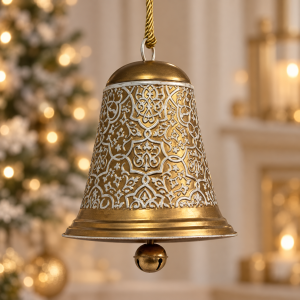 Campana decorativa Bronzo Ornato en acabado bronce con filigrana plateada
