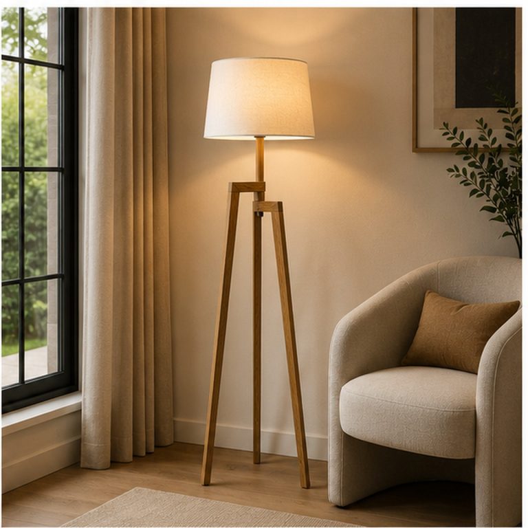 Lámpara de pie junto a sillón HOCART