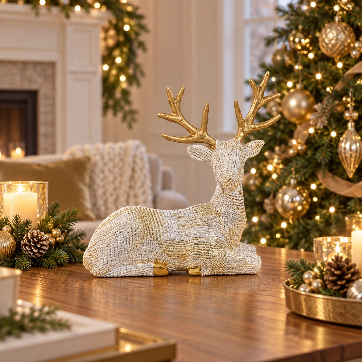 Cervo Sdraiato en ambiente navideño