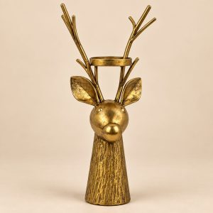 Portavelas venado Cerf Lumière sobre fondo beige