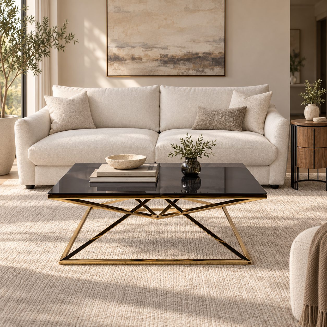 Mesa Table Améthyste ambientada con sofá