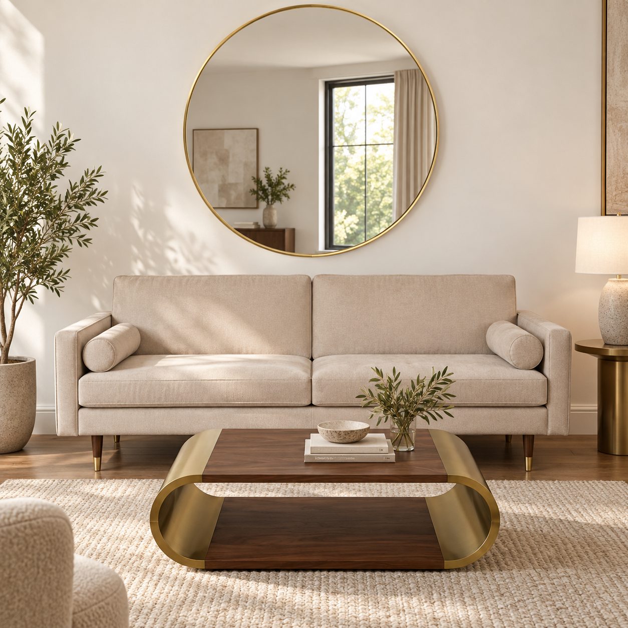 Espejo — Cercle Ambré ambientado con muebles de la colección