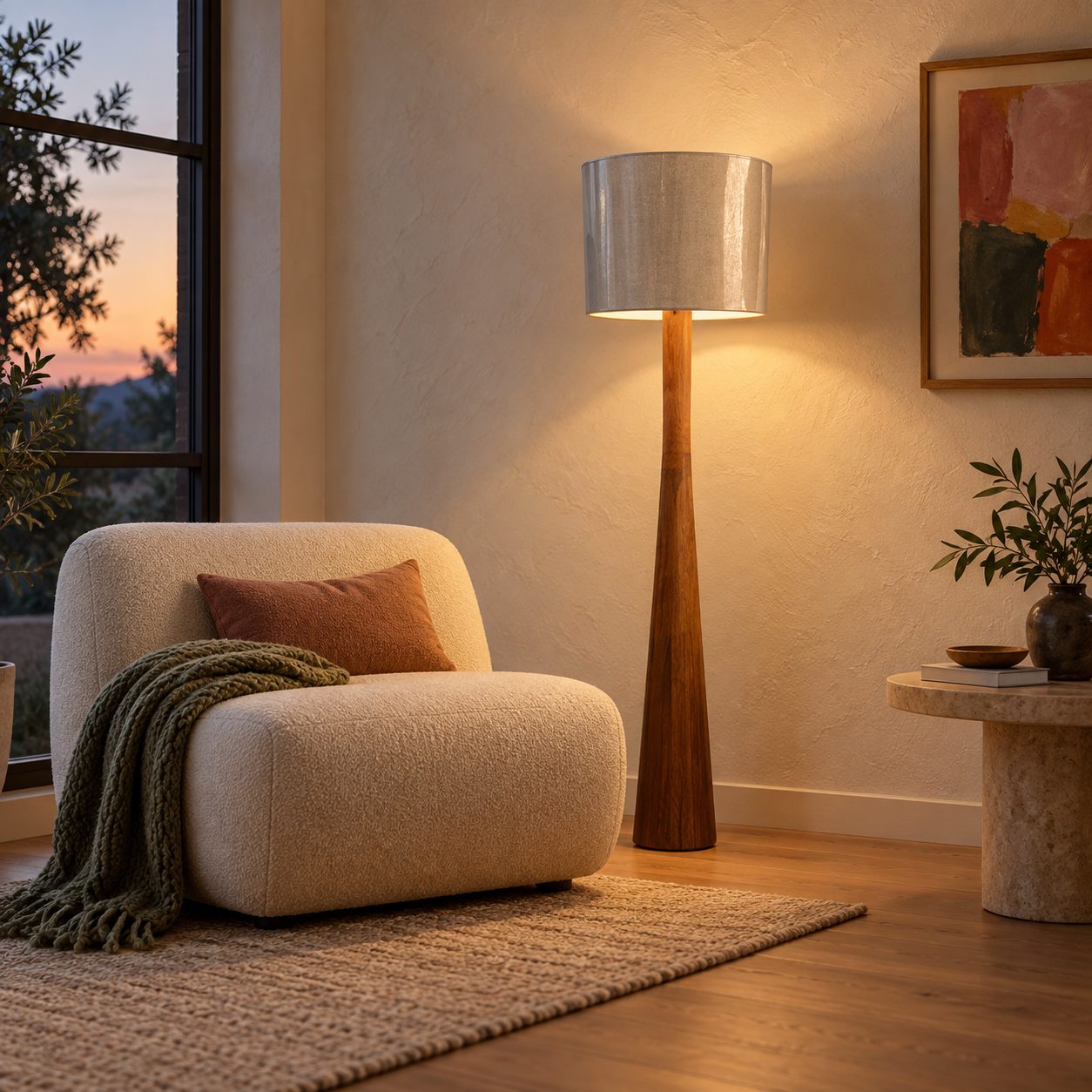 Lámpara de pie — Lampadaire Teck en ambientación hiperrealista