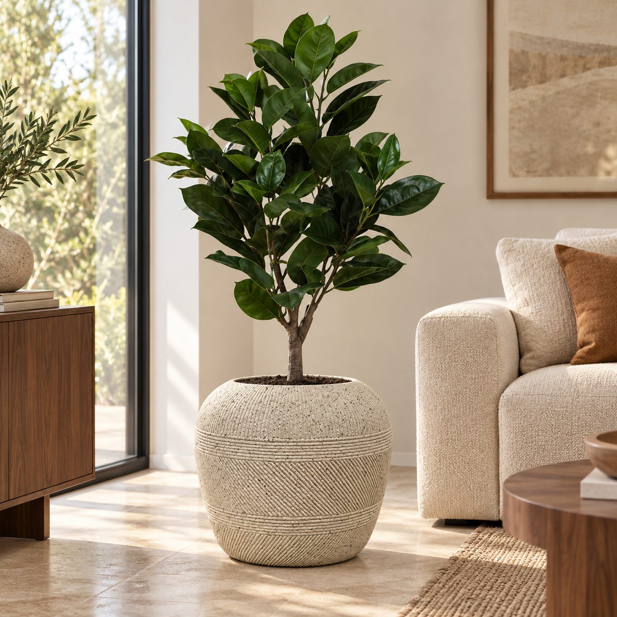 Vase Ventru con planta en sala