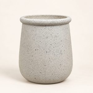 Pote moteado crema Vase Moucheté sobre fondo beige