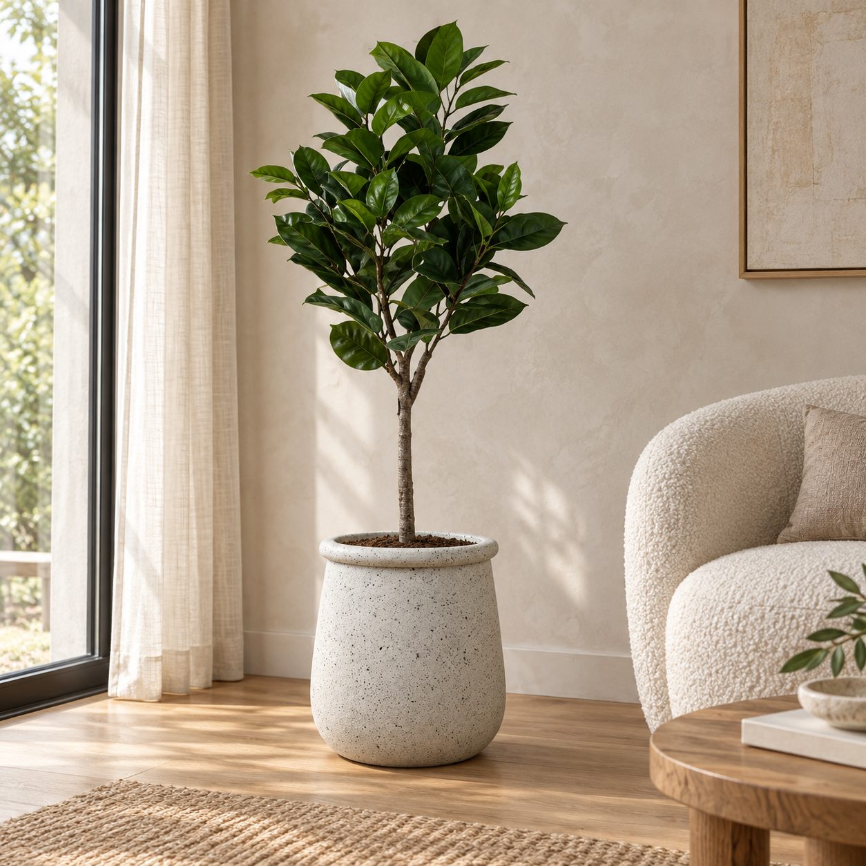 Vase Moucheté con planta en sala
