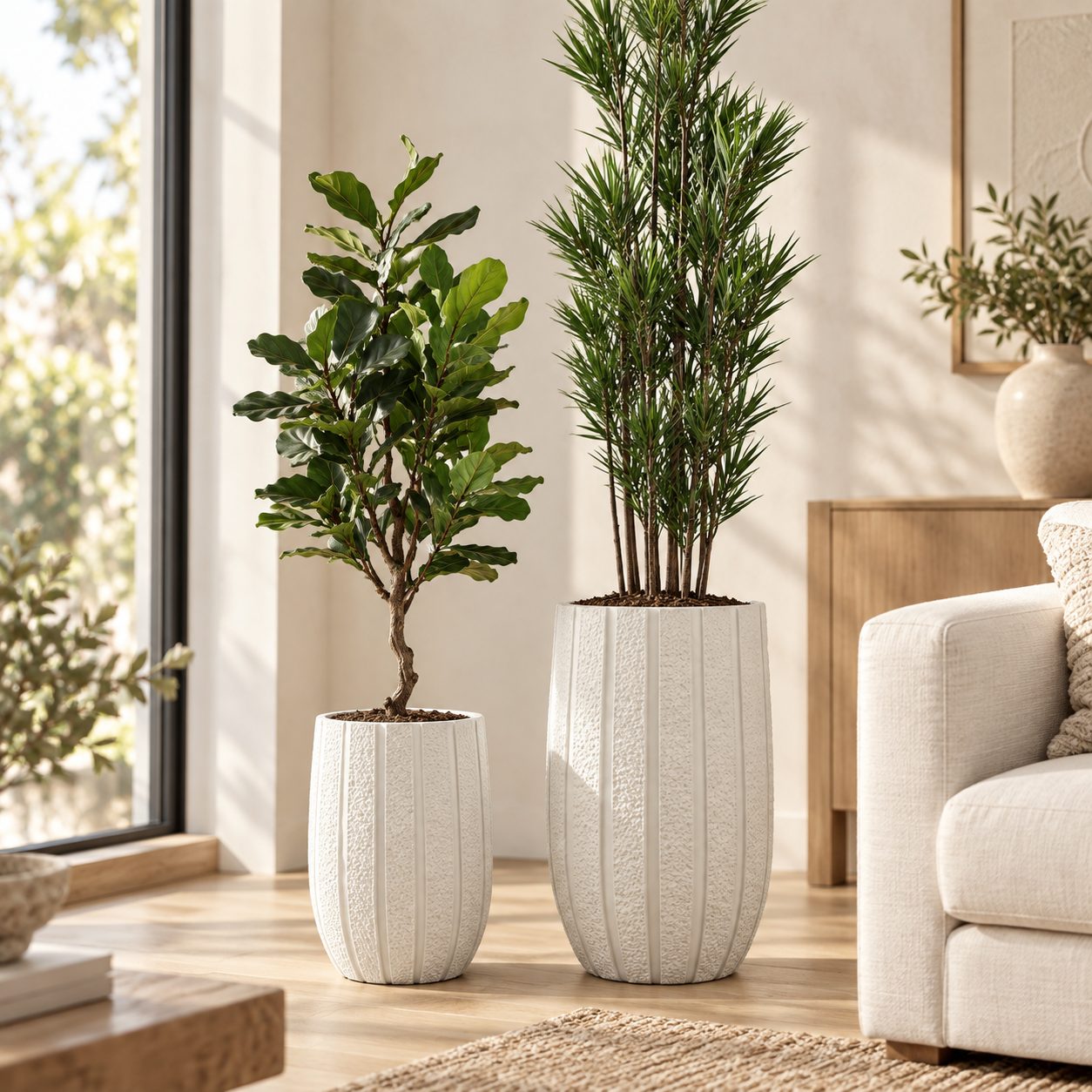 Duo Plissé con plantas de la colección