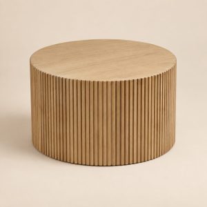 Mesa redonda Cerchio Rustico sobre fondo beige
