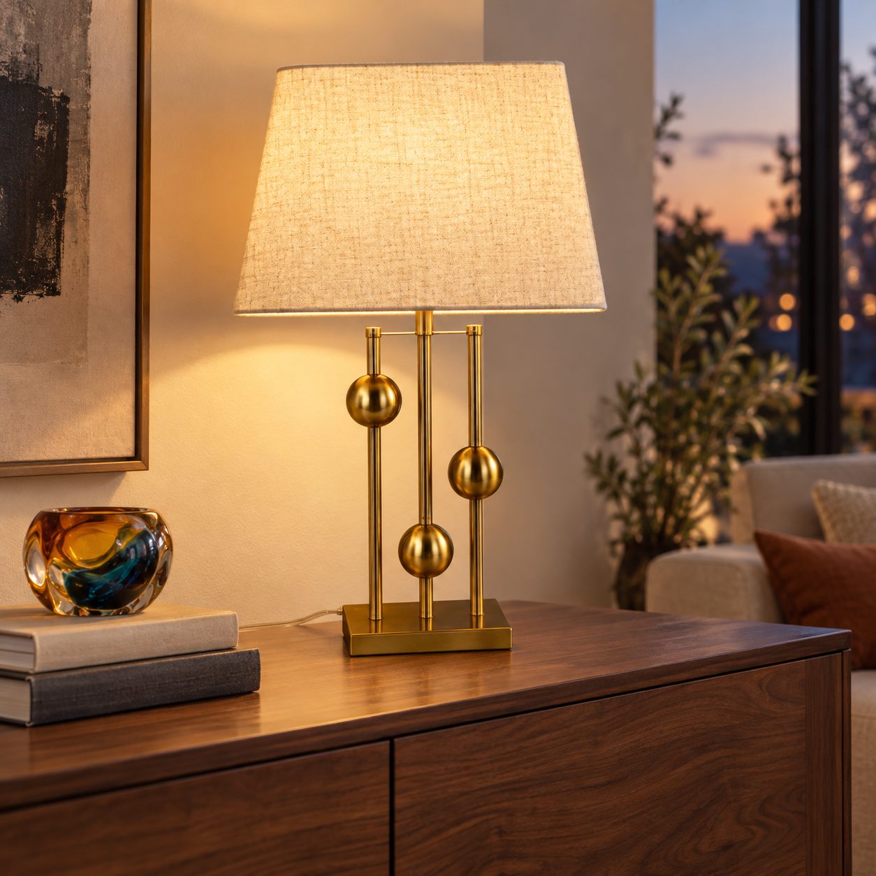 Lámpara de mesa — Lampe Gémeaux en ambientación hiperrealista