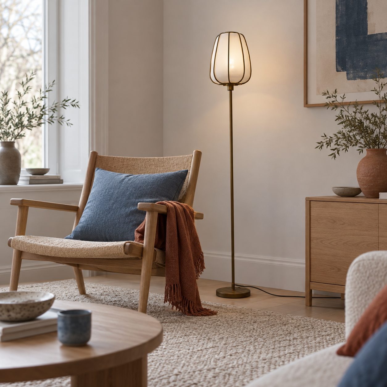 Lámpara de pedestal — Lampadaire Nordique en ambientación hiperrealista