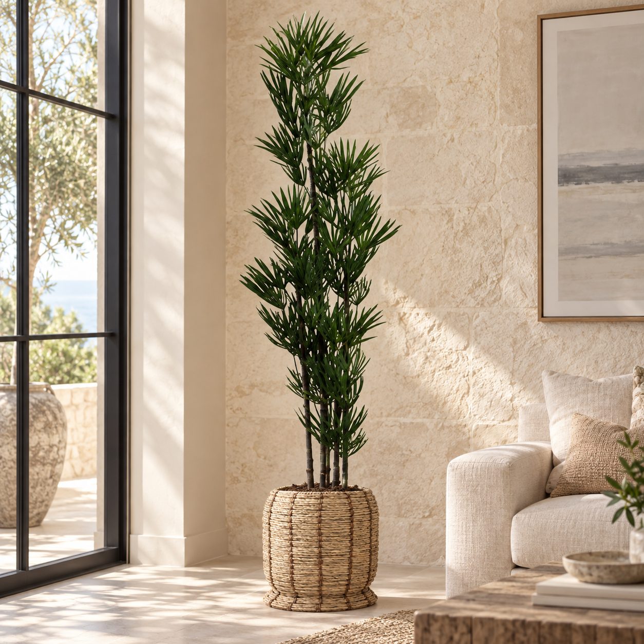 Lady palm — Palmier Éventail en sala luminosa