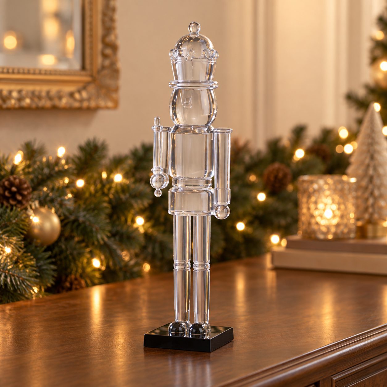 Cascanueces Cristal de Noël en plástico transparente, vista de tres cuartos