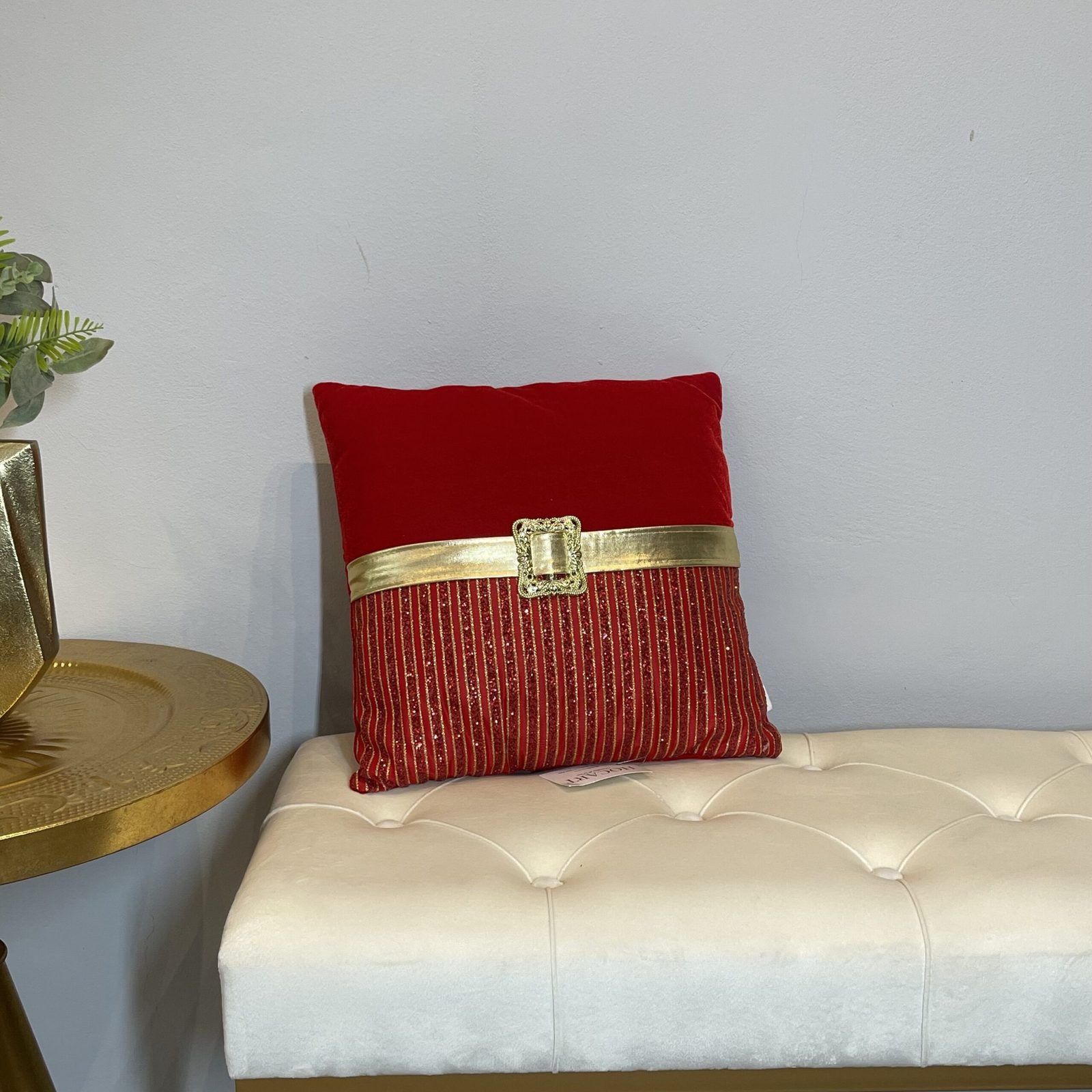 Cojín decorativo rojo elegante 35 x 35 cm — vista 2