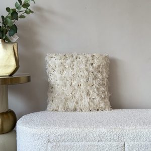 Cojín con blanco con lentejuelas 45x45 cm