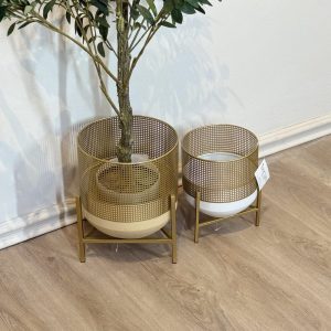 Maceteras gold line metal