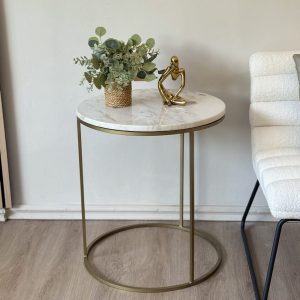 Mesa mármol dorada