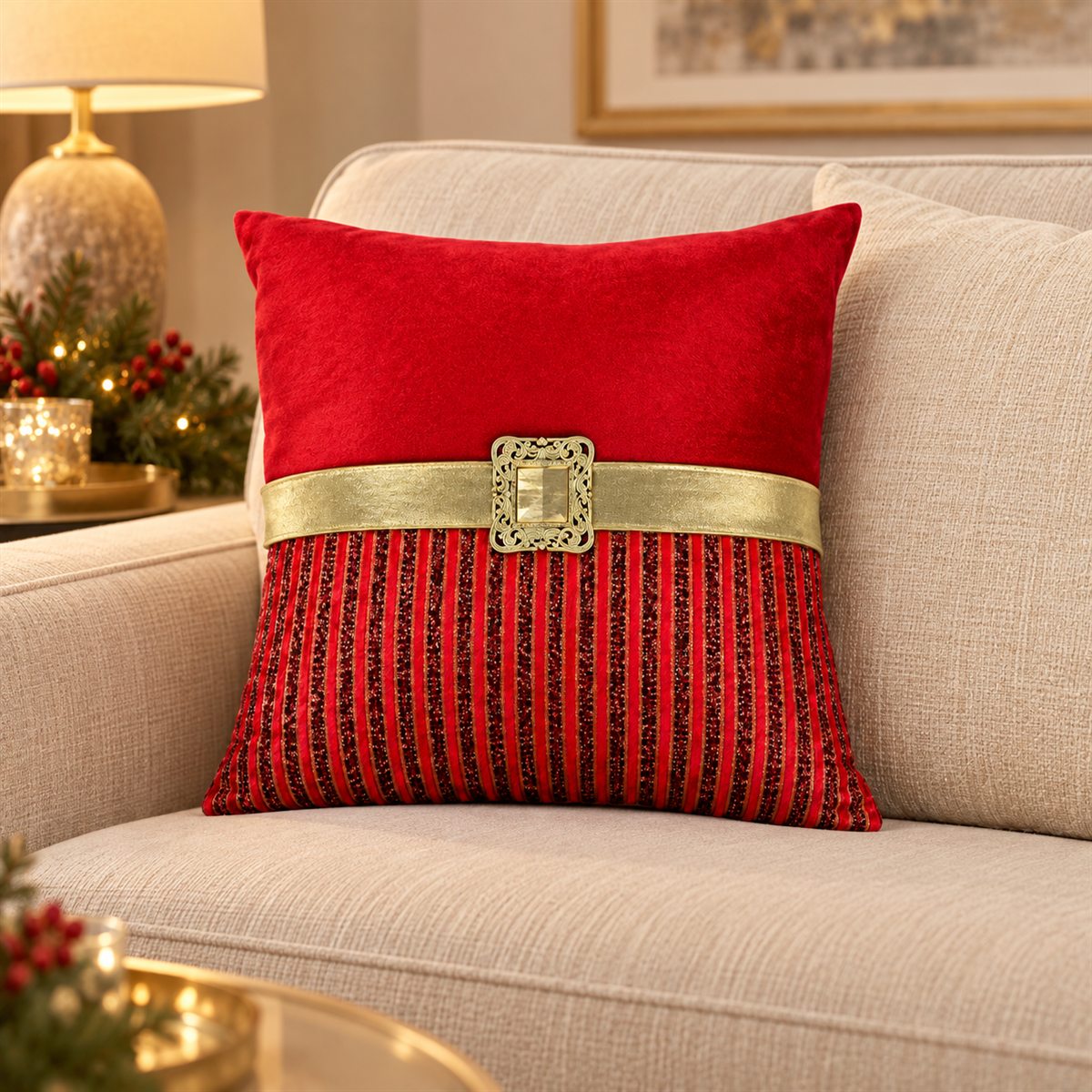 Cojín decorativo rojo — Coussin Ceinturé — vista 2