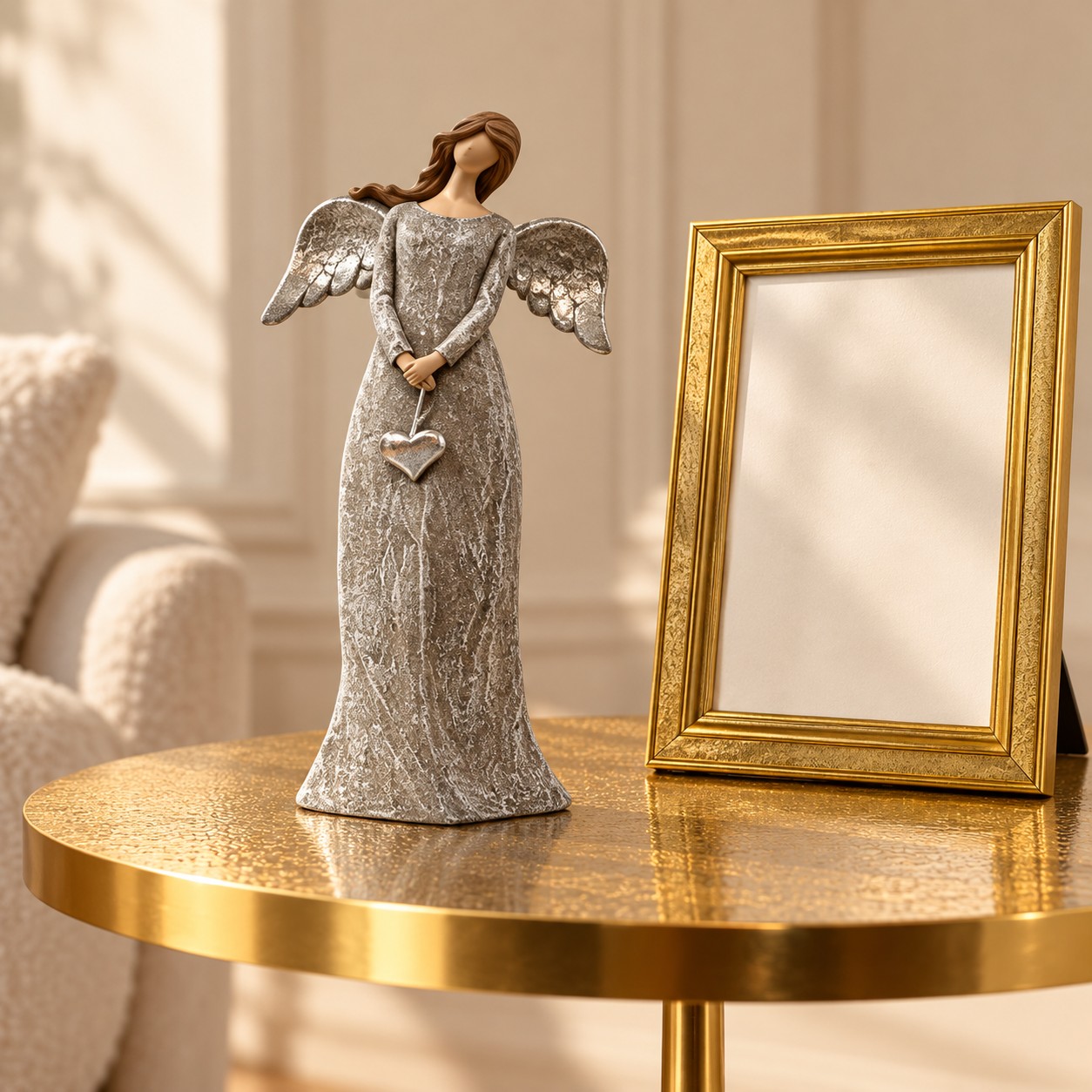 Ángel decorativo — Angelo di Pietra con complementos del catálogo HOCART, primer ángulo