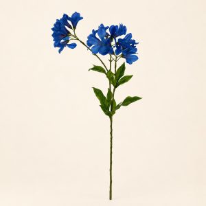 Flor artificial azul Tige Bleuet con pétalos azules y hojas verdes