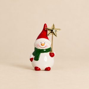 Muñeco de nieve decorativo — Bonhomme Jovial sobre fondo beige