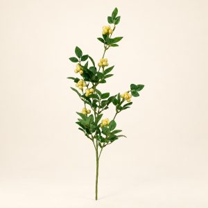 Rama artificial Branche Citronnier con hojas verdes y pequeños frutos amarillos