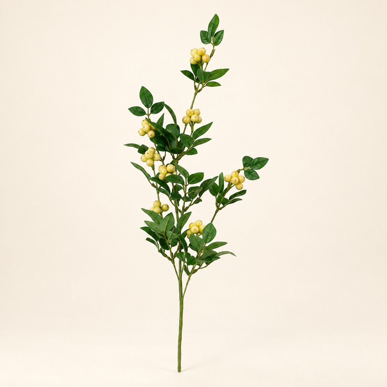 Rama artificial Branche Citronnier con hojas verdes y pequeños frutos amarillos