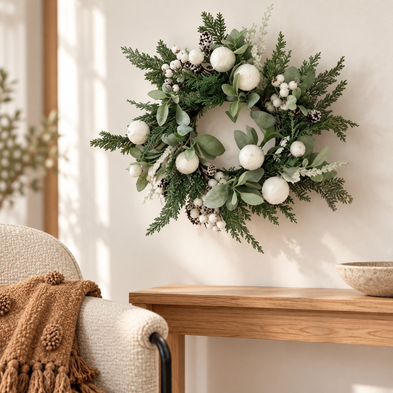 Corona navideña — Couronne Scandinave, vista ambientada-1 en un espacio decorado con complementos de HOCART