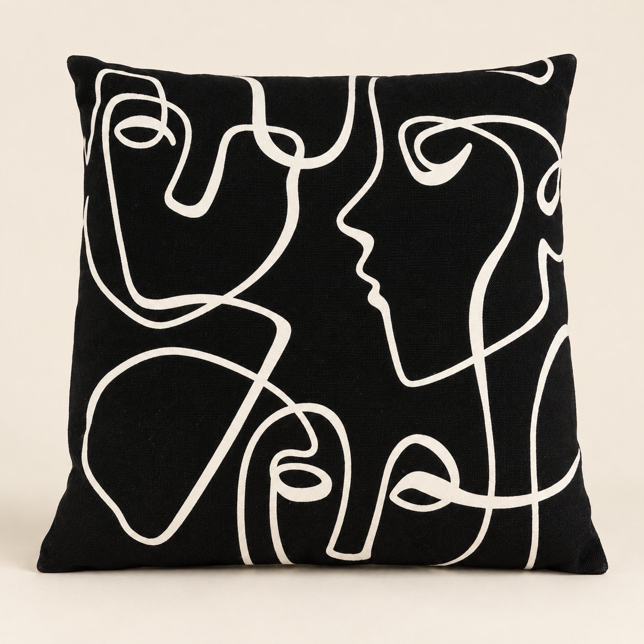 Cojín decorativo de rostros Coussin Profils — vista principal con fondo limpio