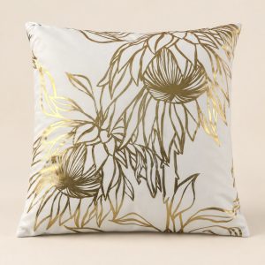Cojín decorativo de hojas tropicales — Coussin Tropique sobre fondo beige limpio