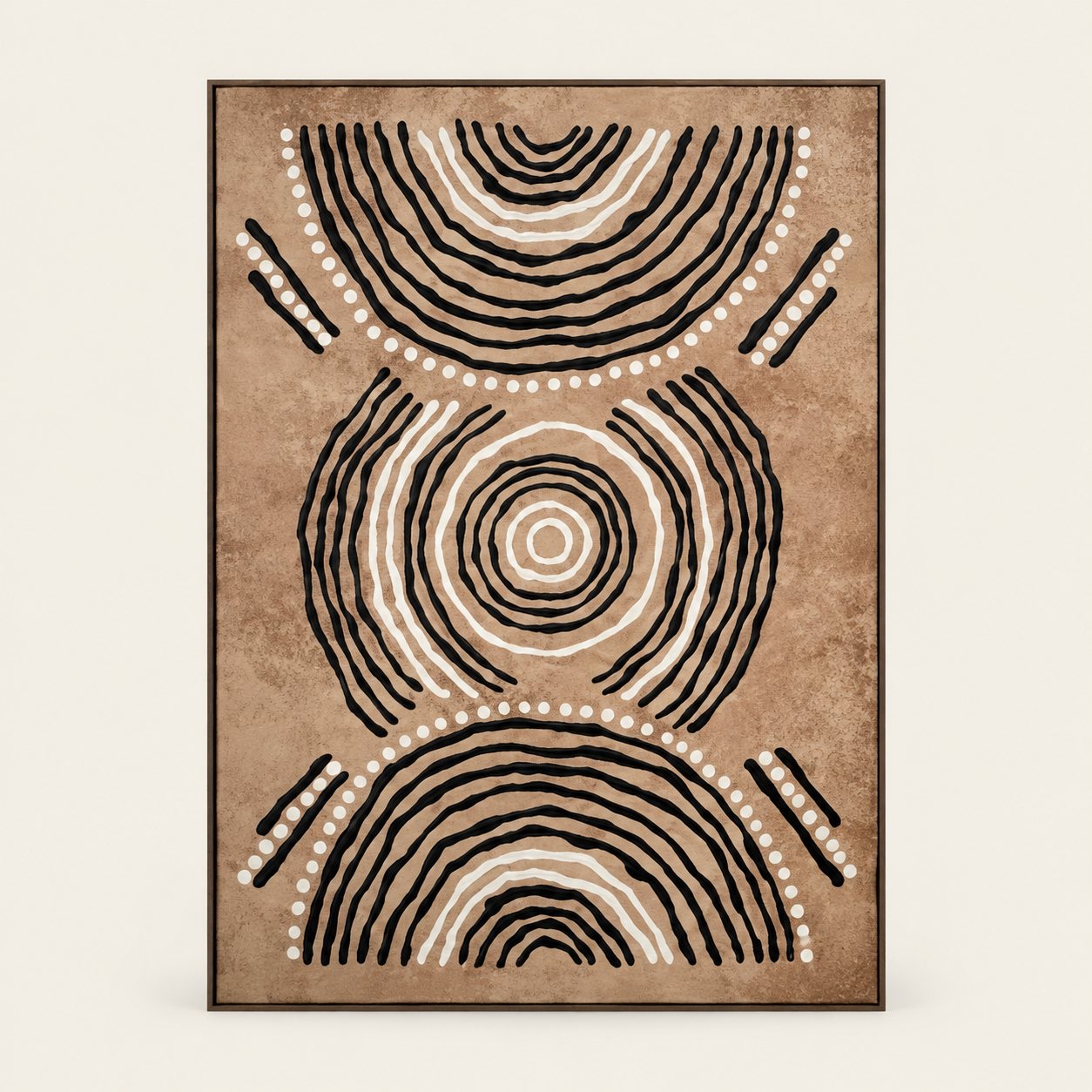 Cuadro tribal — Échos Concentriques — imagen principal con fondo beige claro
