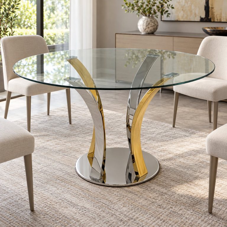 Comedor con mesa de vidrio y sillas tapizadas HOCART